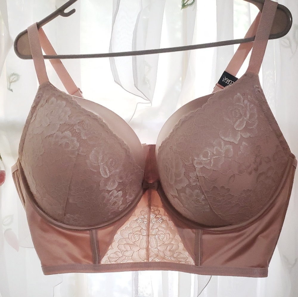 Pink Lace Plunge Push Up Bra